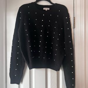Nanette Lepore Black Sweater with Pearl Details